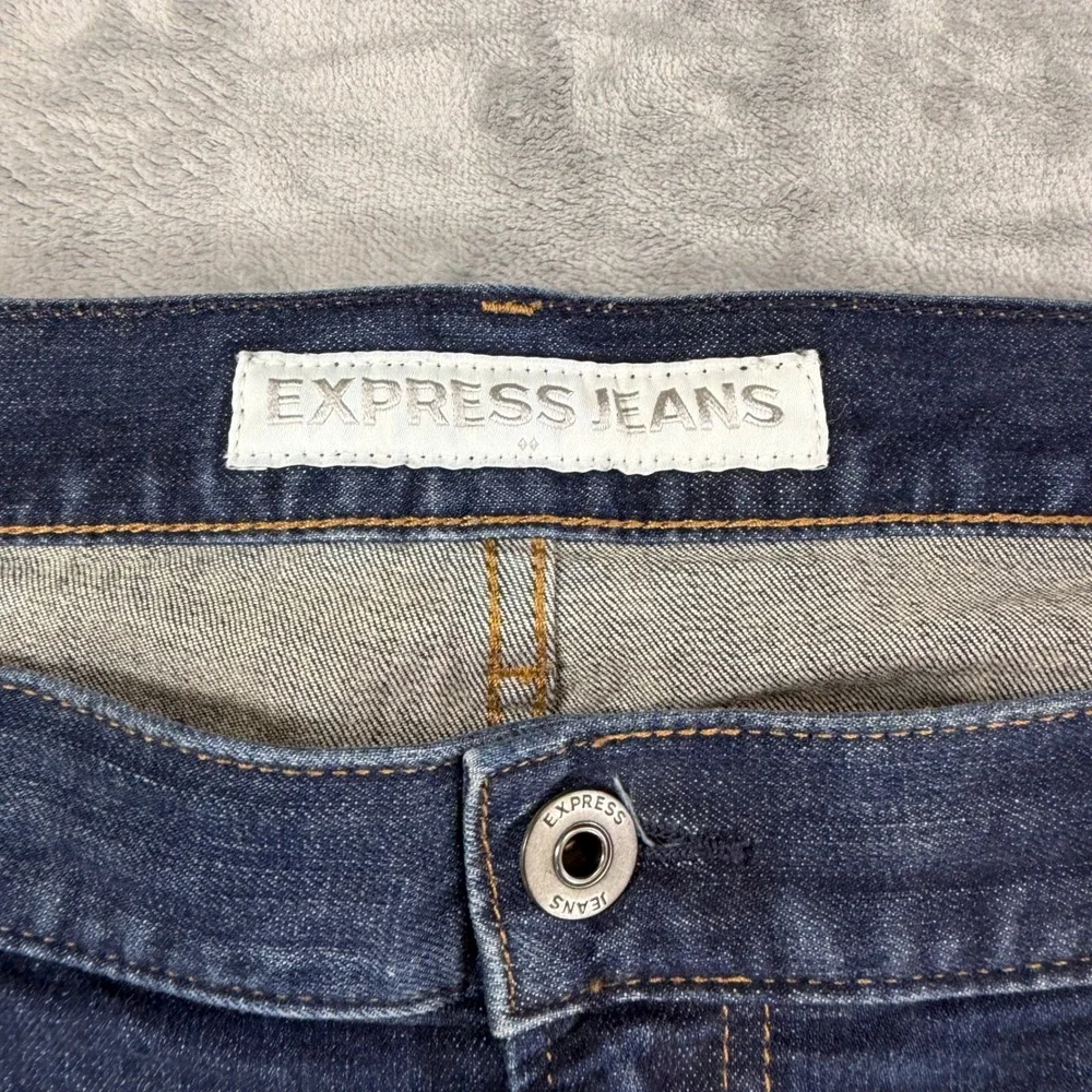 Express Alec Super Skinny Jeans Mens Size 36x34 Blue Dark Wash Moto Ribbed Denim